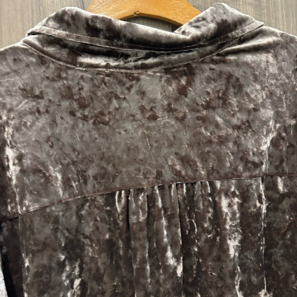 Belle by Kim Gravel 3X Velvet Button Tunic Top Brown Stretch with pockets - Picture 6 of 13